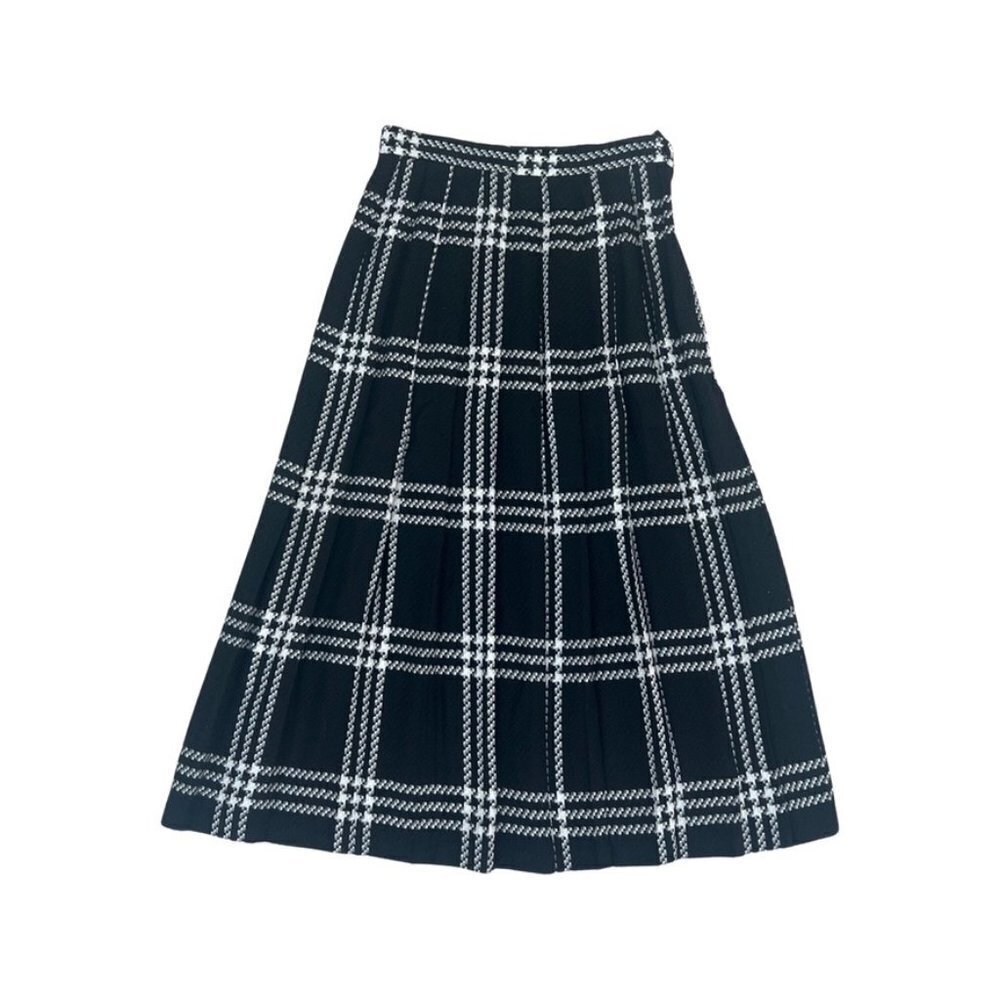 Michelle Stuart black white plaid midi skirt size 6